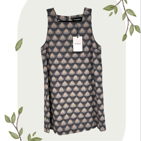 En Saison Geometric Pattern Square Neck Mini Shift Dress NWT- Size Small - Picture 1 of 7